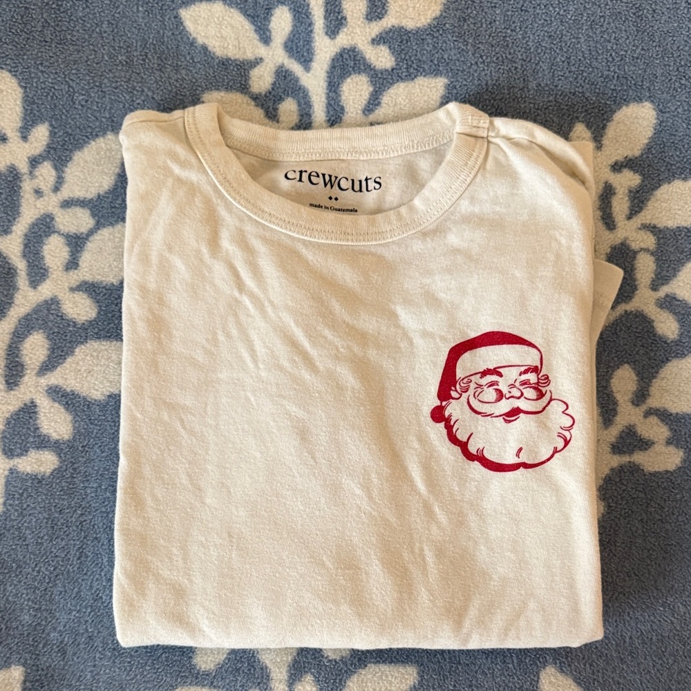 Crewcuts Kids Long Sleeve Tee with Red Santa Design